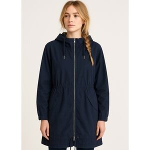 Pull & Bear Indigo Hooded Denim Anorak Jacket Navy Blue Medium